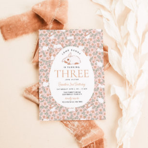 Paashaas Meisjes 3e verjaardag uitnodiging