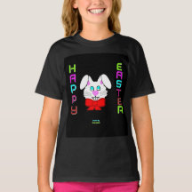 Paashaas Meisjes Zwart Basic T Shirt