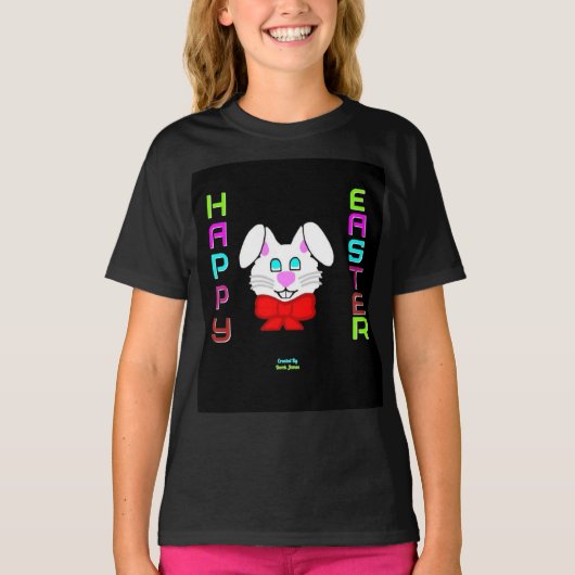 Paashaas Meisjes Zwart Basic T Shirt (Voorkant)