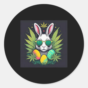 Paashaas met bladeren Dag Ronde Sticker