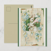  paashaas met blauwe bloemen briefkaart (Voorkant / Achterkant)