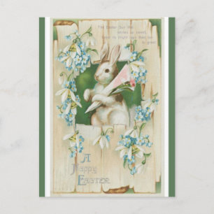  paashaas met blauwe bloemen briefkaart