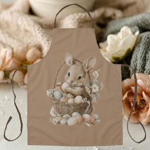 Paashaas met bloemen en paaseieren schort