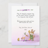 Paashaas met bloemen Fotokaart Feestdagenkaart (Achterkant)