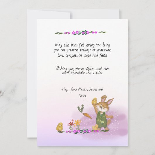 Paashaas met bloemen Fotokaart Feestdagenkaart (Achterkant)