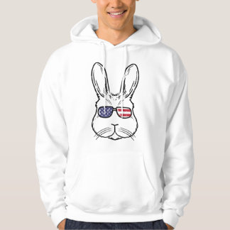 Paashaas met bril Amerikaanse vlag Koel konijn dee Hoodie