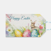 Paashaas met drie paaseieren cadeaulabel (Voorkant (Horizontaal))