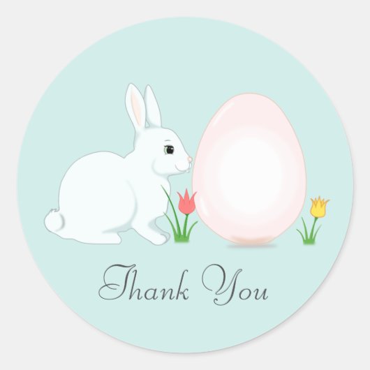 Paashaas met ei Bedankt Ronde Sticker (Voorkant)