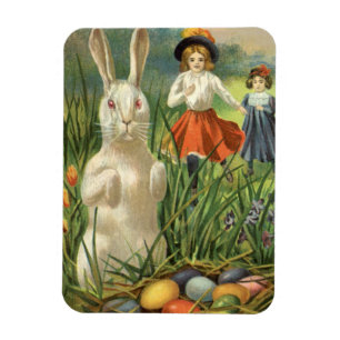 paashaas met eieren en kinderen magneet