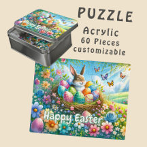 Paashaas met eieren in bloementuin -