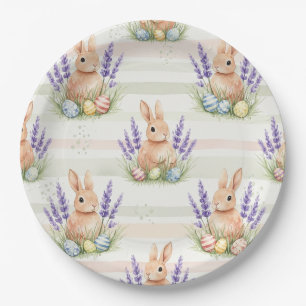 Paashaas met eieren lente Pastel Patroon (10) Papieren Bordje