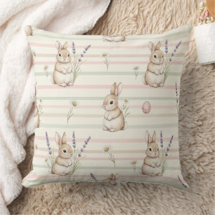 Paashaas met eieren Lente Pastel Patroon (2) Kussen