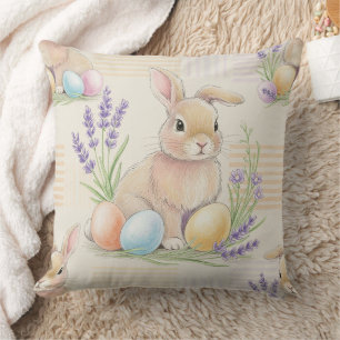 Paashaas met eieren Lente Pastel Patroon (6) Kussen