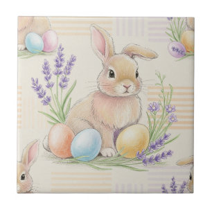 Paashaas met eieren lente Pastel Patroon (6) Tegeltje