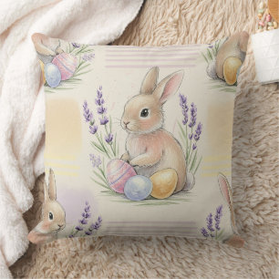 Paashaas met eieren Lente Pastel Patroon (7) Kussen