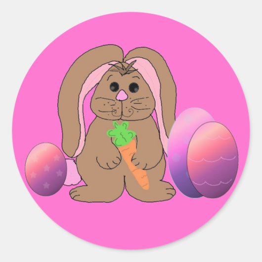 Paashaas Met Eieren Ronde Sticker (Voorkant)