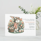 Paashaas met eiermand bewegende aankondiging (Staand voorkant)