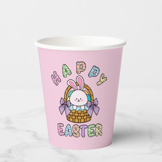 Paashaas met eiermand papieren bekers (Voorkant)