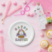 Paashaas met eiermand papieren bordje (Feest)