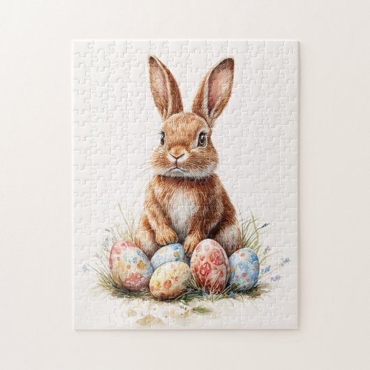 Paashaas met gekleurde eieren legpuzzel (Verticaal)