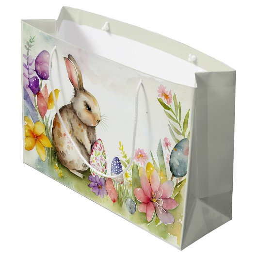 Paashaas met geschilderde eieren in de tuin groot cadeauzakje (Achterkant Gekanteld)