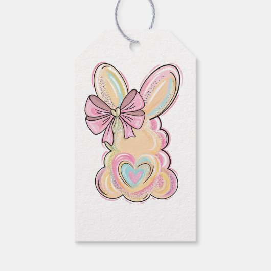 Paashaas met hart en boog cadeaulabel (Achterkant)