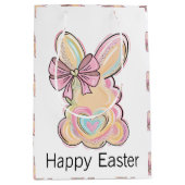 Paashaas met hart en boog medium cadeauzakje (Voorkant)