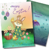 Paashaas met kip feestdagenkaart