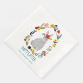 Paashaas met kleurrijke bloemen servet (Hoek)