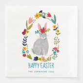 Paashaas met kleurrijke bloemen servet (Voorkant)