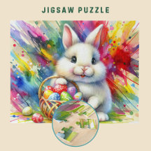 Paashaas met kleurrijke eieren in mand -