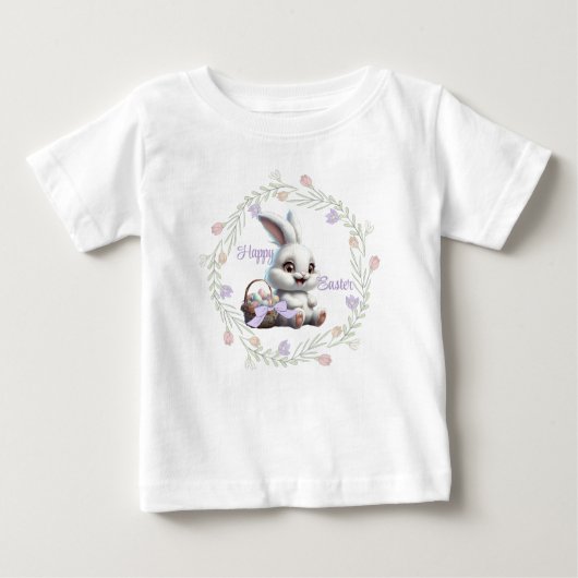Paashaas met mand van eieren Baby T-shirt (Voorkant)