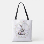 Paashaas met mand van eieren Canvas tas (Achterkant)