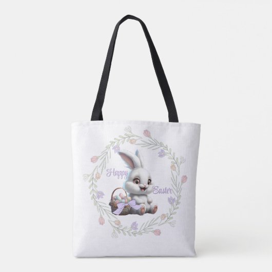 Paashaas met mand van eieren Canvas tas (Achterkant)