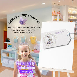 Paashaas met mand van eieren Gift Label Cadeaulabel