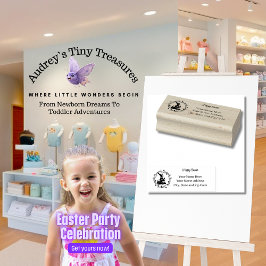 Paashaas met mand van eieren Hout Art Stamp Rubberstempel