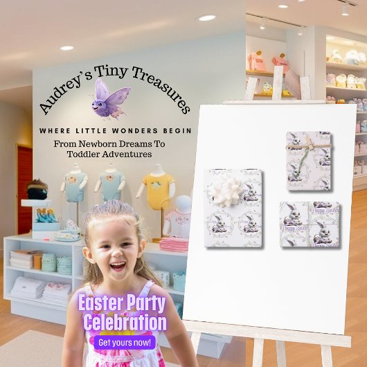 Paashaas met mand van eieren inpakpapier