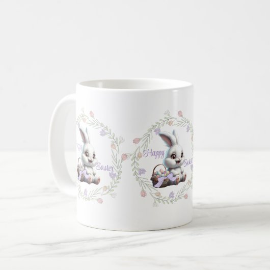 Paashaas met mand van eieren Koffie Mok (Voorkant links)