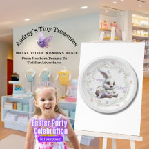 Paashaas met mand van eieren Party Borden