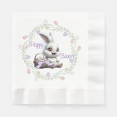 Paashaas met mand van eieren servetten (Voorkant)