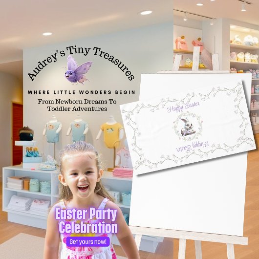 Paashaas met mand van eieren tafelkleed