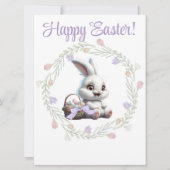 Paashaas met mand van eieren Wenskaart Feestdagenkaart (Voorkant)