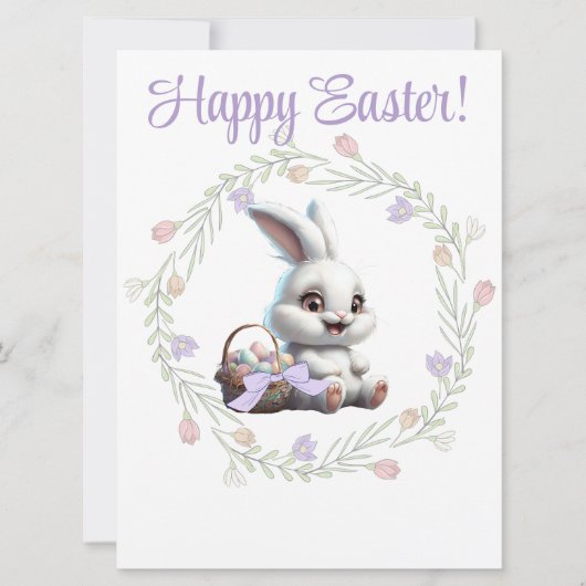 Paashaas met mand van eieren Wenskaart Feestdagenkaart (Voorkant)