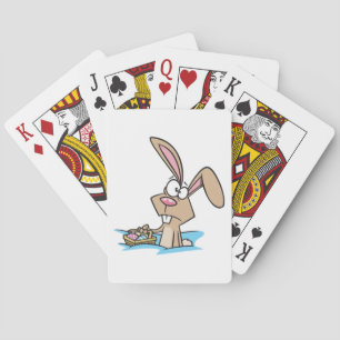 Paashaas met mand vol eieren pokerkaarten