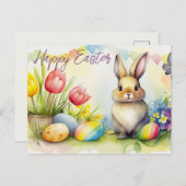 Paashaas met paaseieren briefkaart (Voorkant / Achterkant)