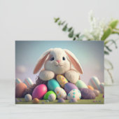 Paashaas met paaseieren feestdagenkaart (Staand voorkant)