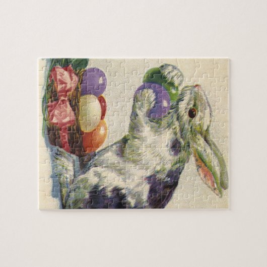  paashaas met paaseieren in een mand legpuzzel (Horizontaal)