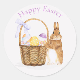 Paashaas met paaseiermand ronde sticker