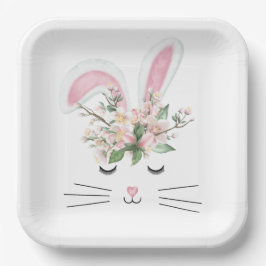 Paashaas met Roze Oren Papieren Bordje