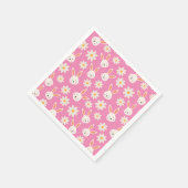 Paashaas met witte bloemen op roze servet (Hoek)